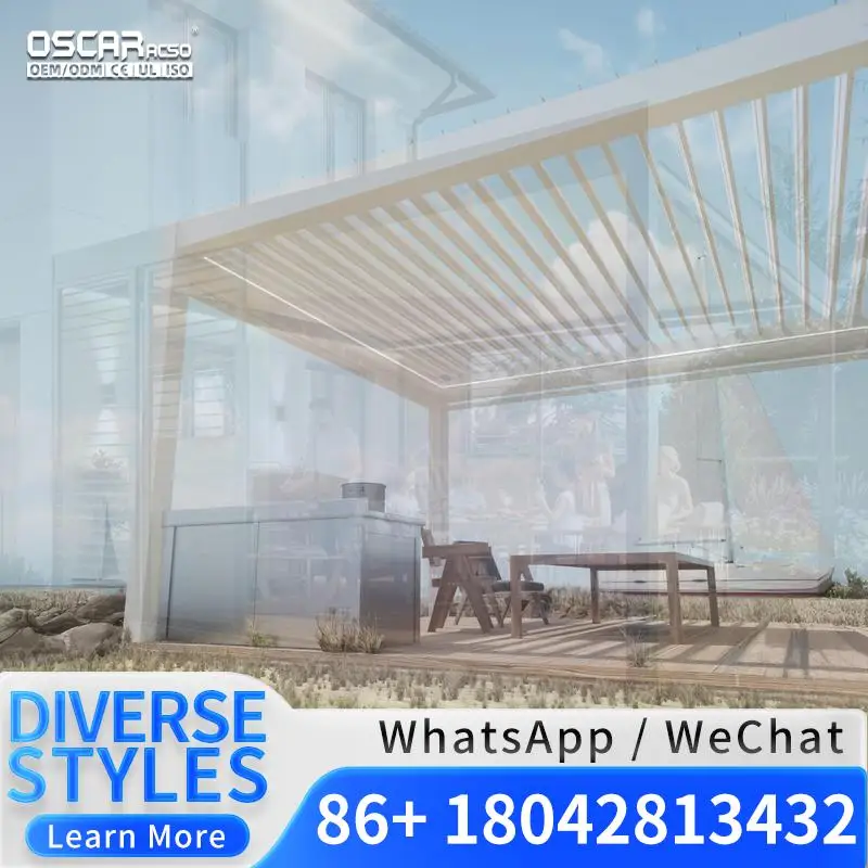 3x3 3x4 4x4 6x4m Factory Wholesale Modern Outdoor Bioclimatic Aluminium Louvered  for Garden Backyard Patio Pergola