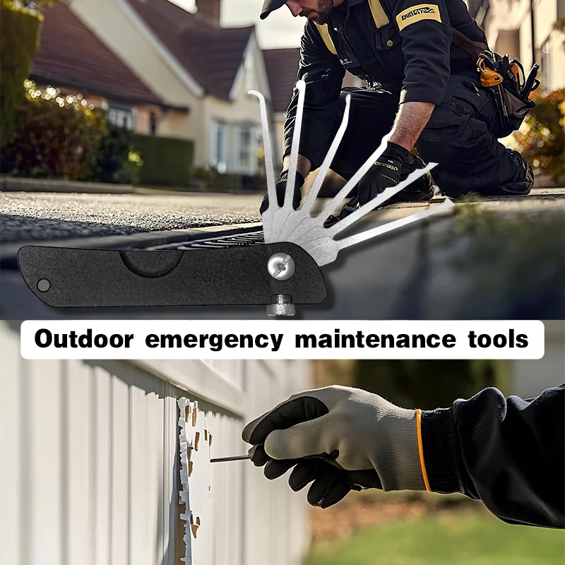 مجموعة سكين أدوات معدنية بقفل متعدد الأدوات، أداة معدنية مدمجة في الهواء الطلق، مع سلسلة مفاتيح، للاستخدام الأساسي غير الكهربائي