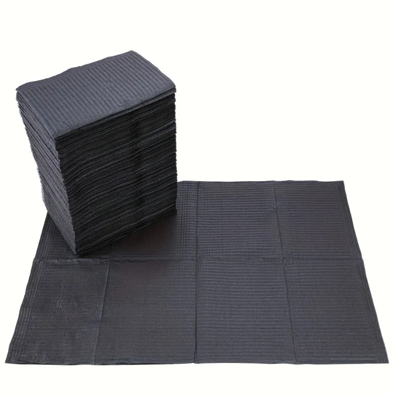 50pc Black Tattoo Bib Paper, Hygienic Personal Dental Bib Waterproof Tablecloth, Suitable for Tattoo Supplies and Artist Studios