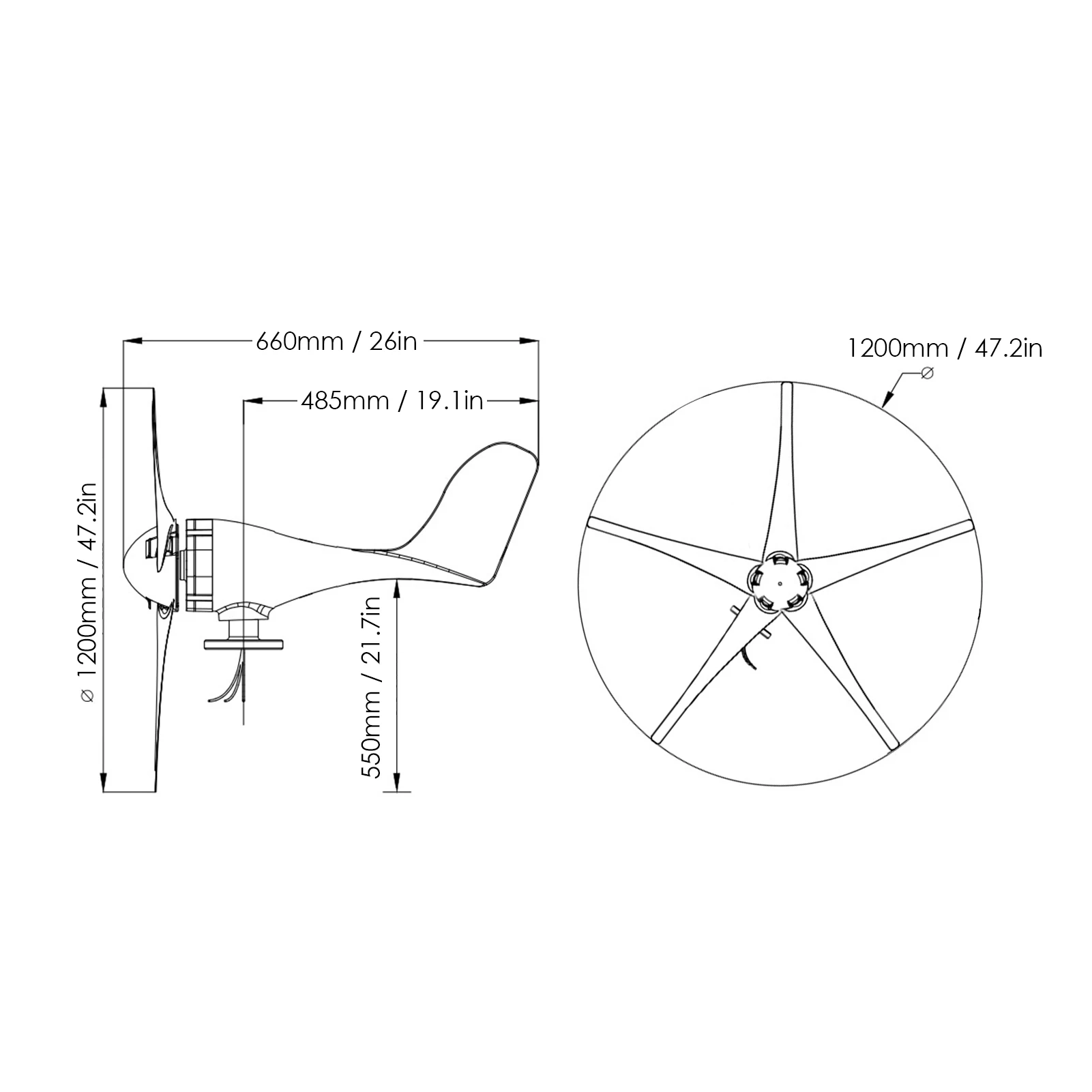 Generatore eolico 24V 800W con Controller caricabatterie 5 lame S-Type Minitype Kit generatore di Turbine eoliche Clear Energy Windmill