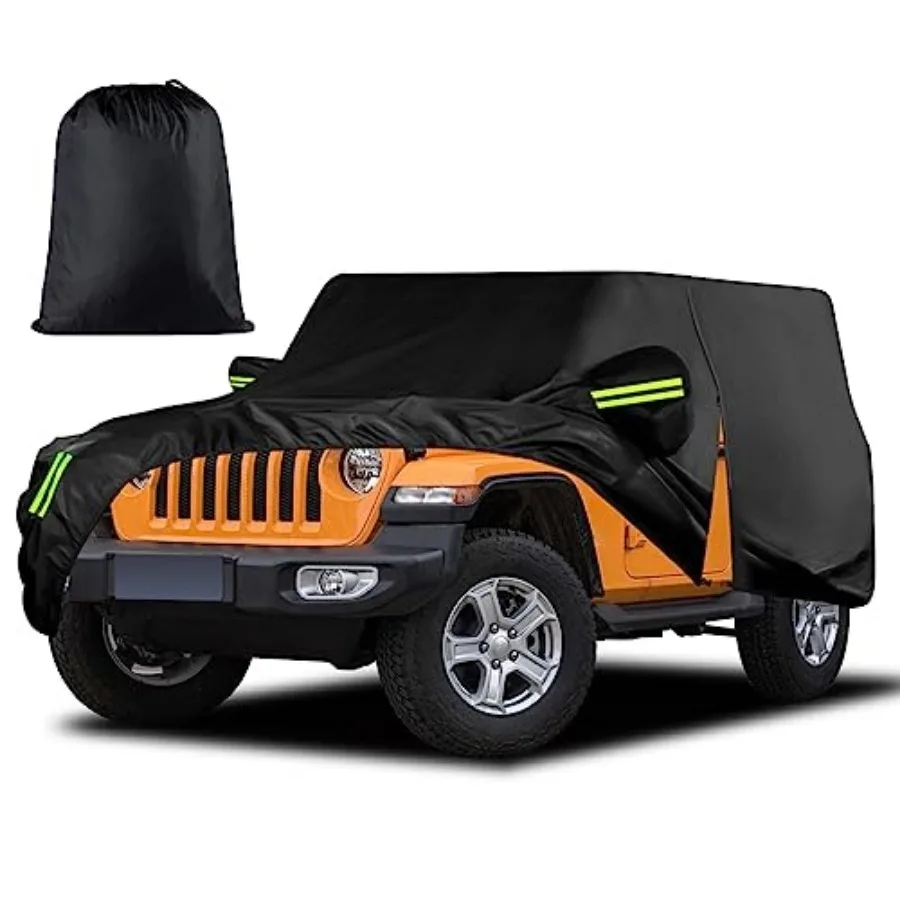 

Waterproof Car Cover for Jeep Wrangler 2 Door 1987-2025 JK JL CJ YJ TJ Outdoor Sun Rain Snow Hail Protection with Driver Door Z