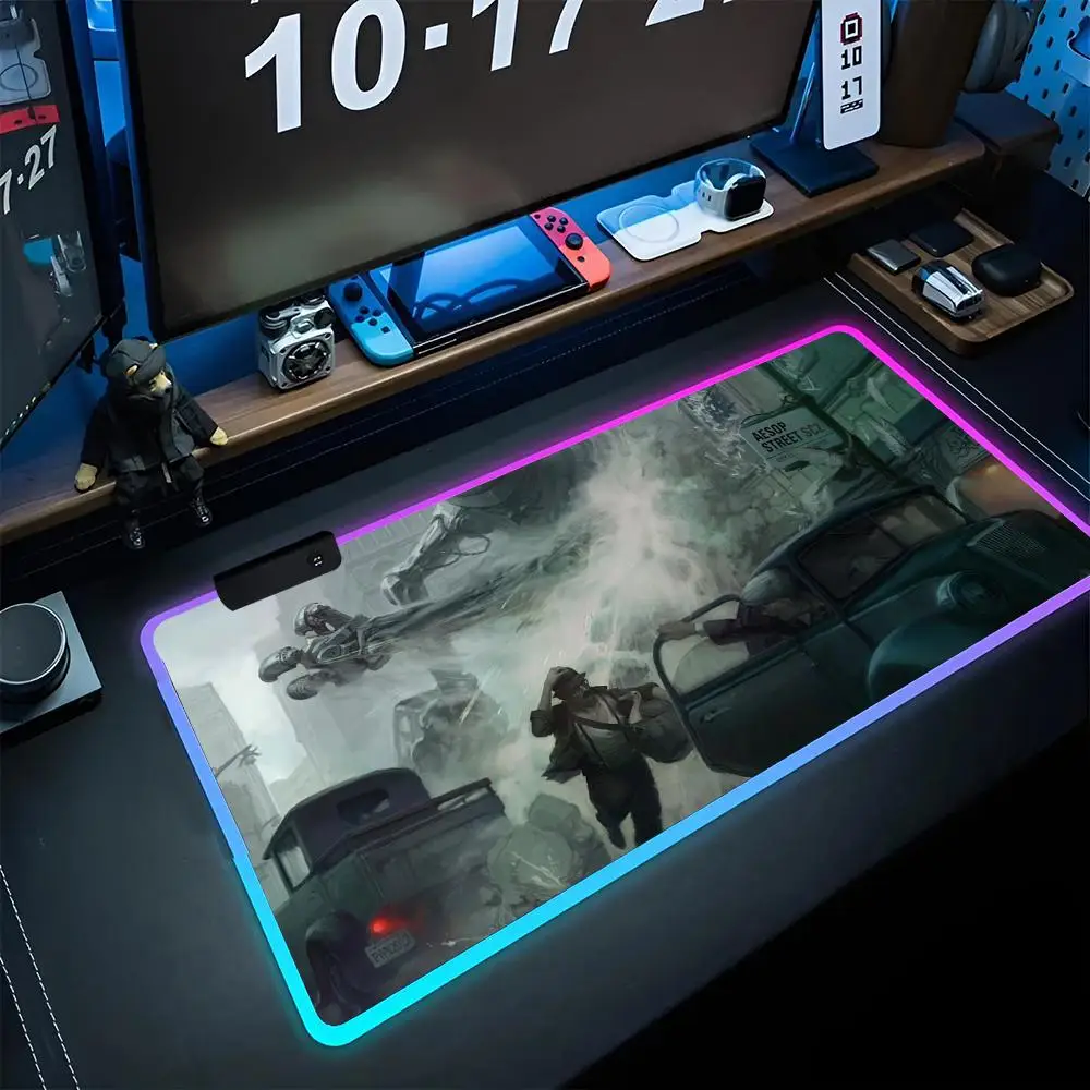 Sci Fi Adventure Mouse Pad  game RPG 40x90cm Mouse Mat Gaming Mousepads LED Keyboard Mats Luminous Desk Pads Mouse Pad For PC