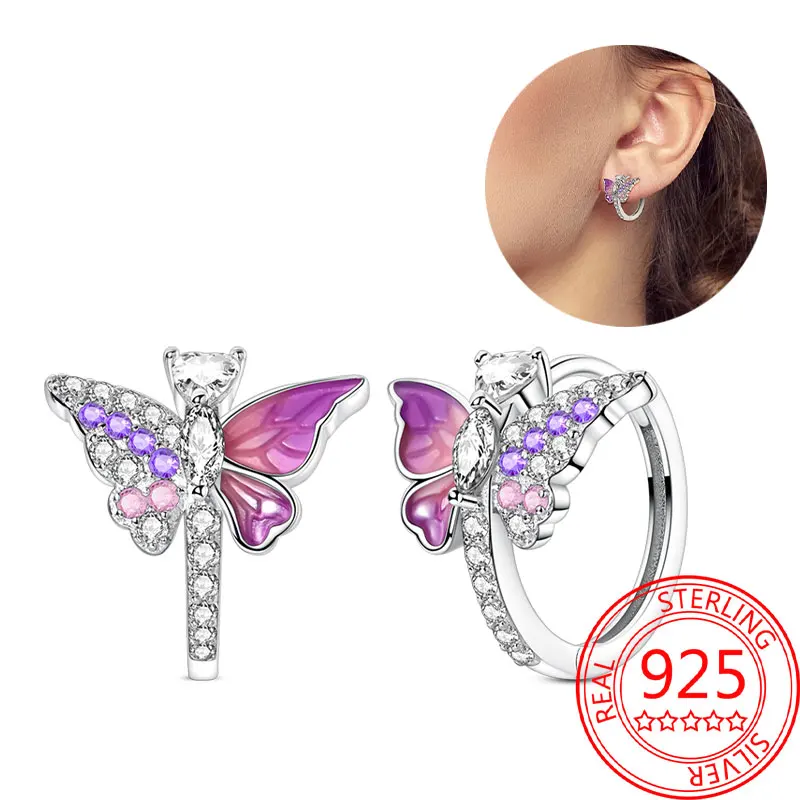 NONE Heißer Verkauf Biene Ohrringe Für Mädchen Schöne Gelb Schwarz Tanzen Biene Glücklich S925 Creolen Geburtstag Geschenk Silber Schmuck 3