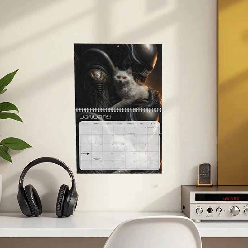 2026 Alien and Cat Wall Calendar Stunning Sci - Fi Art Must - Have for Sci - Fi and Cat Lovers Awesome Decor Gift