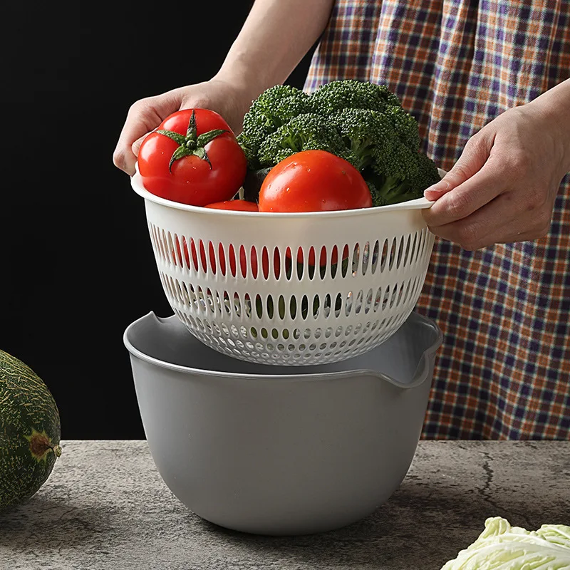 

Большая двухслойная сливная корзина, бытовая креативная кухонная посуда для мытья посуды, корзина с фруктами, круглая большая сливная корзина