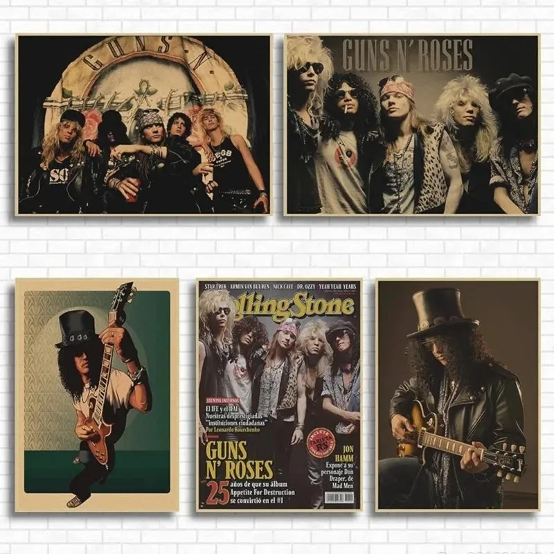 Vintage The Guns no Roses Poster Aesthetic Pop Singer Rock Band Music Album Canvas Painting For Wall Art Home Mural Room Decor view 2