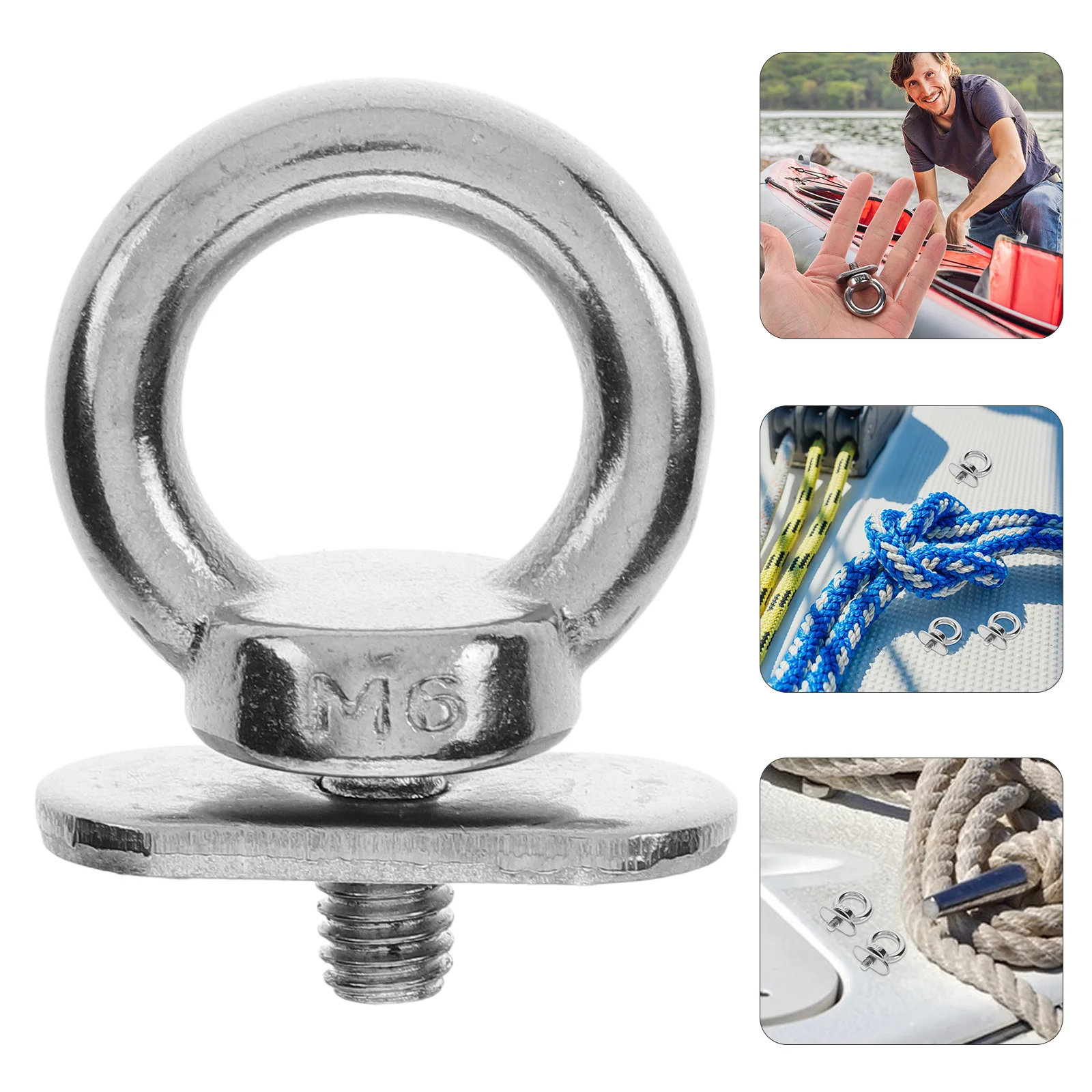 

3 Pcs Adjustable Straps with Clips Kayak Gear Track Accessories Deck Rigging Kit Boat Eye Hook Bolt