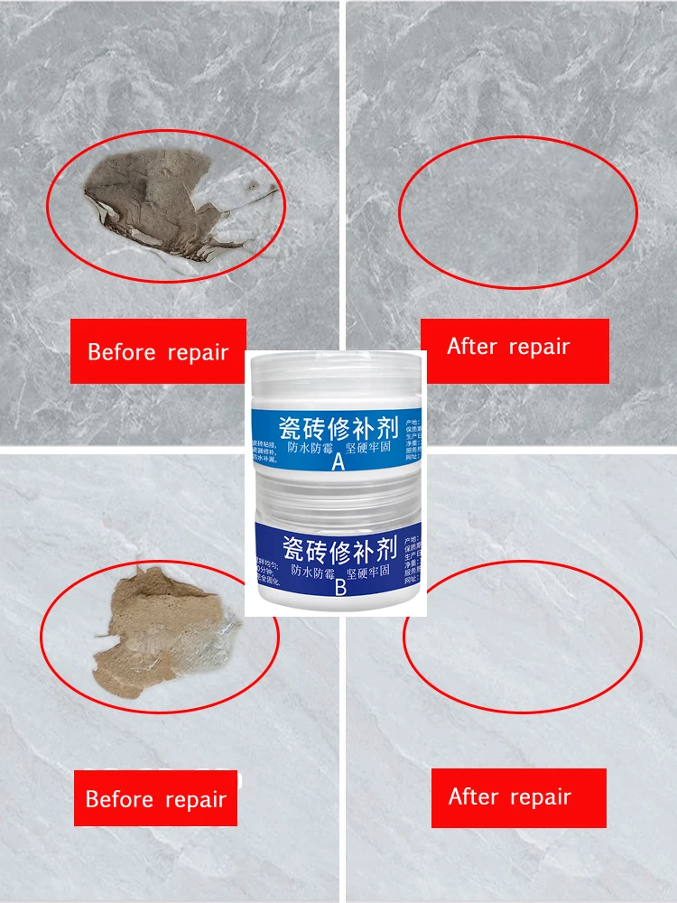 Adhesive Tile Repair Agent, Ceramic Marble Floor Tile, Toilet Wash Basin Repair Glue, Crack Repair Hole, Small Pit, AB Glue