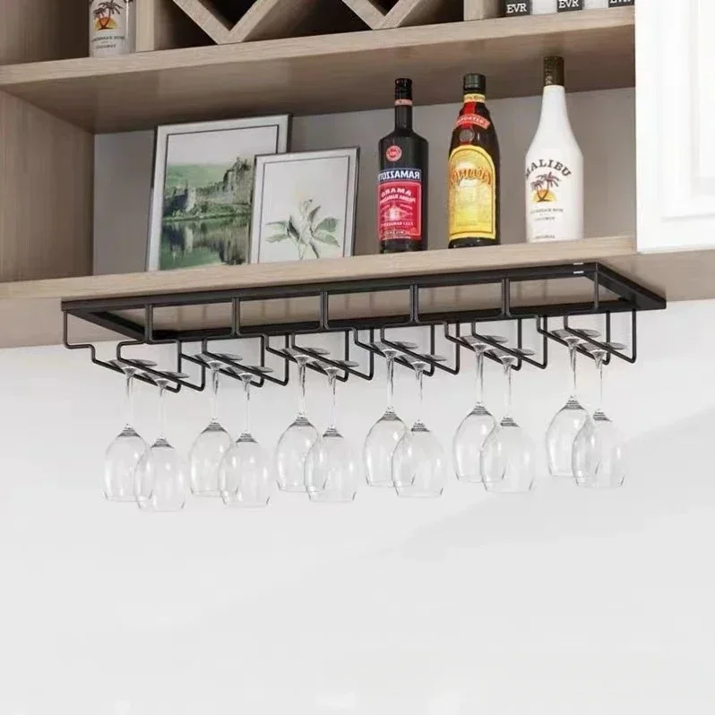 Upside-down high-footed red wine glass rack, home bar hanging wine glass rack, wine glass rack iron art suitable for kitchen