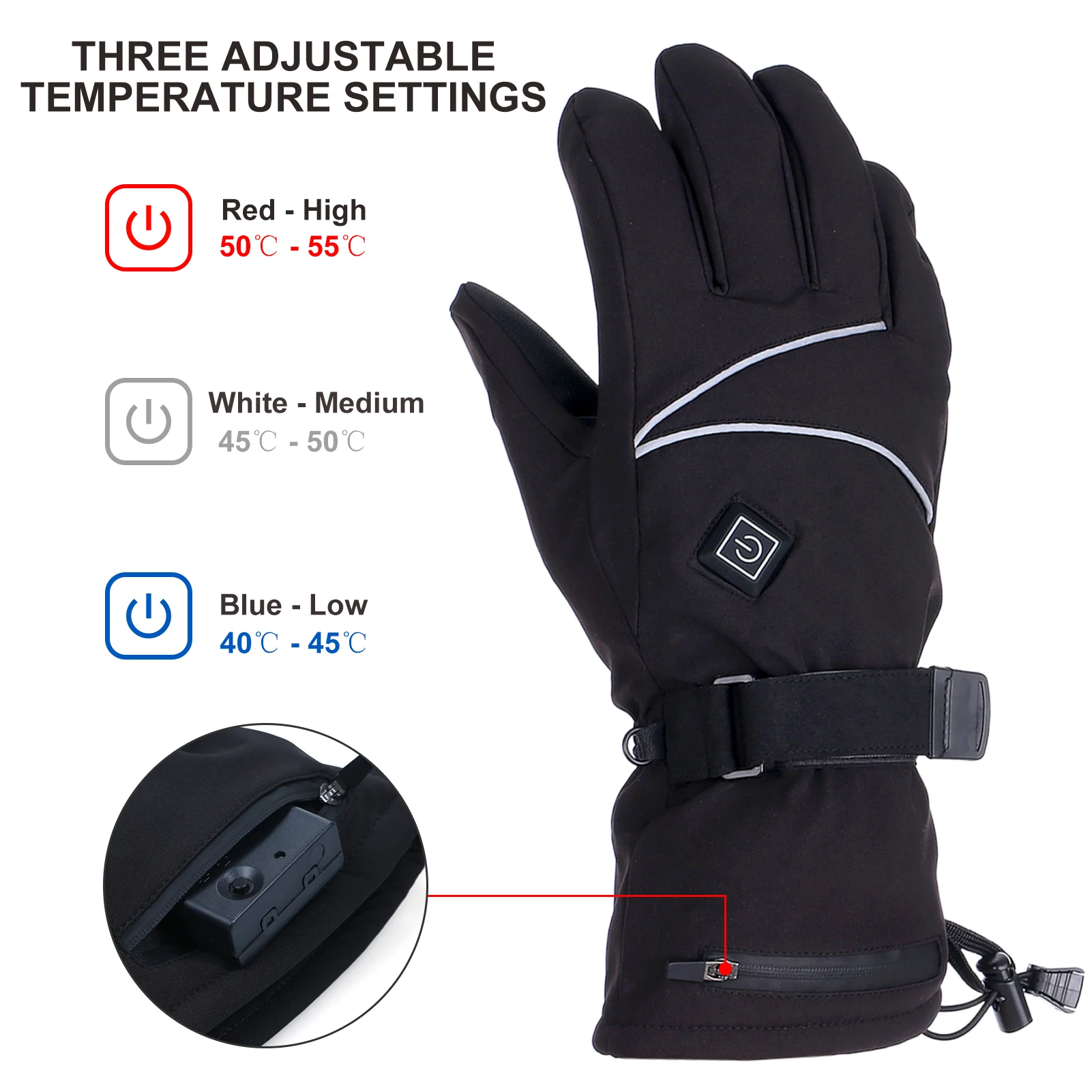 Ski Heated Gloves Winter Warm Touchscreen Gloves Men Women Hand Warmers Outdoor Climbing Skiing Cycling  Electric Heating Gloves