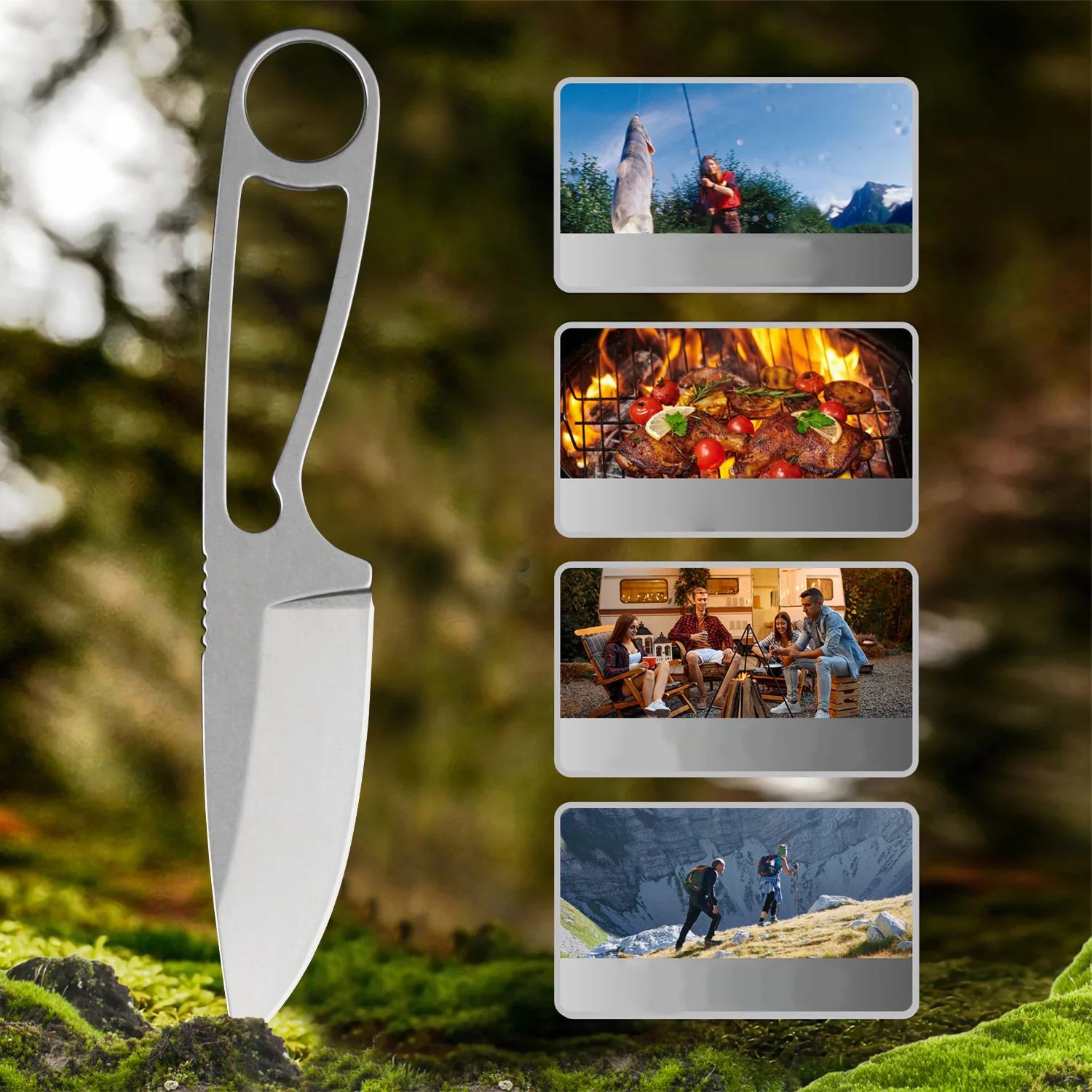 Mini Full Tang Fixed Blade Knife,Necklace Lanyard Design, Anti-slip Handle,Outdoor Camping and BBQ Utility Knife,Gift for Friend