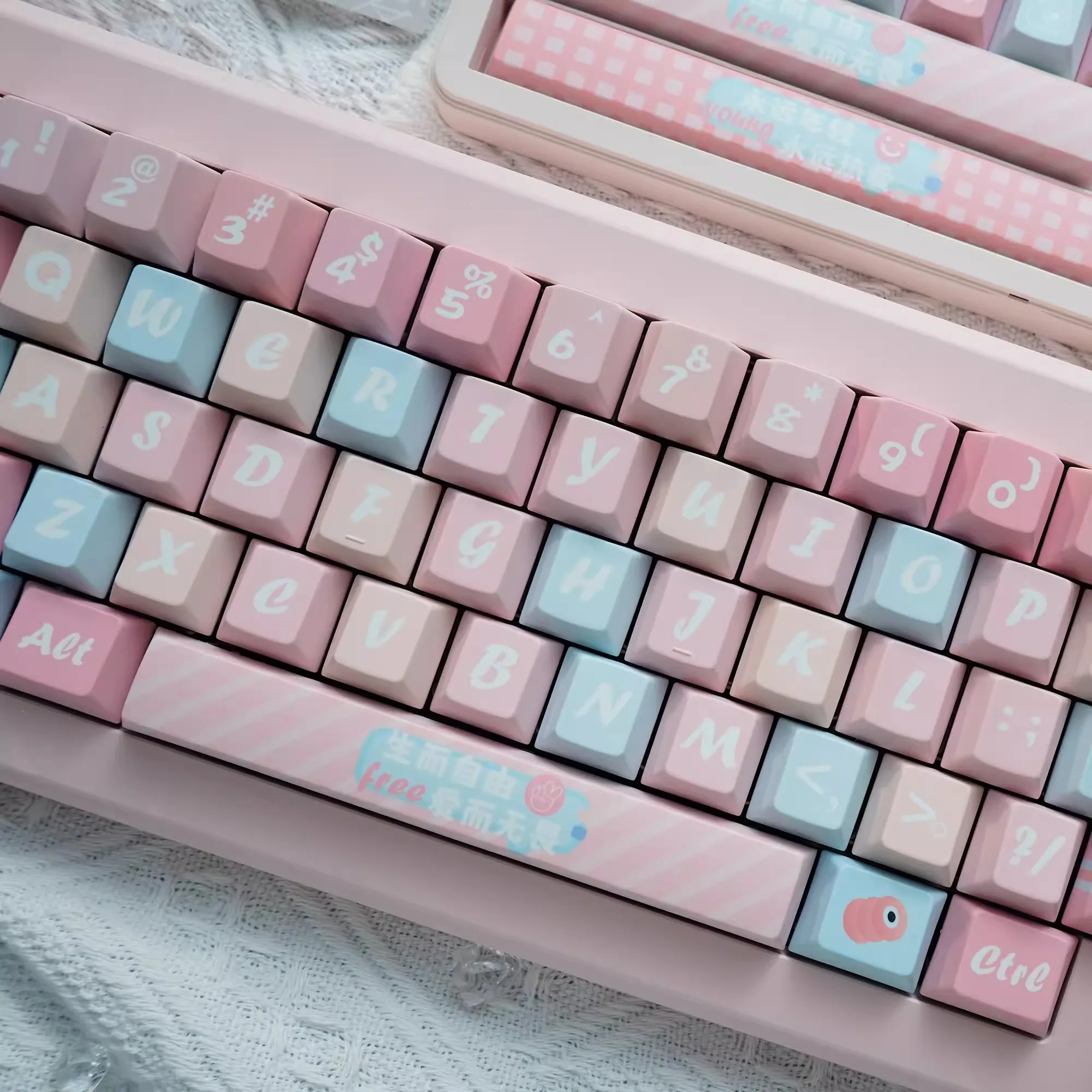 FKKeys 1 Set Happy Secrets Keycaps Cute Personality PBT Dye Sublimation Key Caps Cherry Profile 1.7mm Keycap For MX Switch