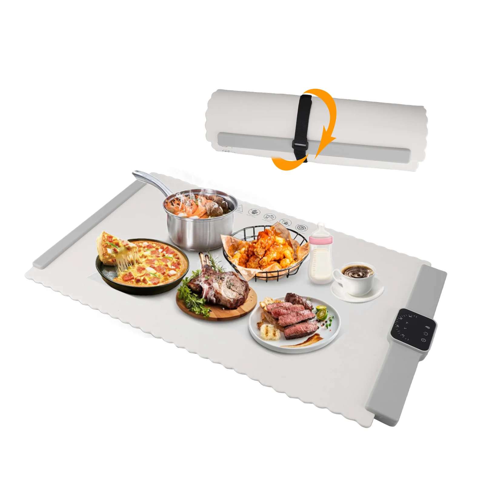 

Электрический поддон для подогрева, 10 с, быстрый нагрев, 5 режимов температуры, 4 таймера, цифровой дисплей, роликовый подогреватель еды для частиц