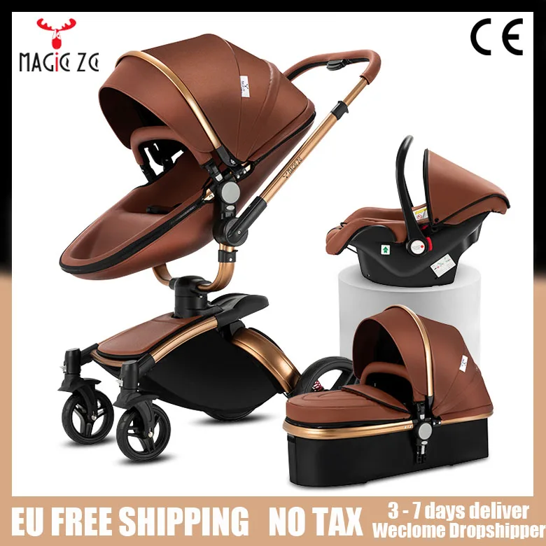 3 in 1 Baby Stroller Lightweight High Landscape Baby Stroller 3 in 1 Baby Cart Baby Carriage for Newborn Luxury Baby Pushichair