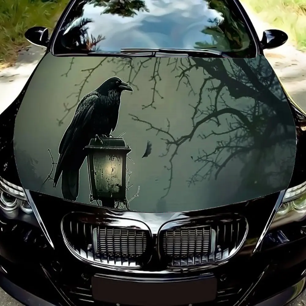 

Упаковка на капоте автомобиля Crow on The Street Lamp — прочная и водонепроницаемая отделка автомобиля премиум-класса, персонализированные внешние автомобили, пасты для животных