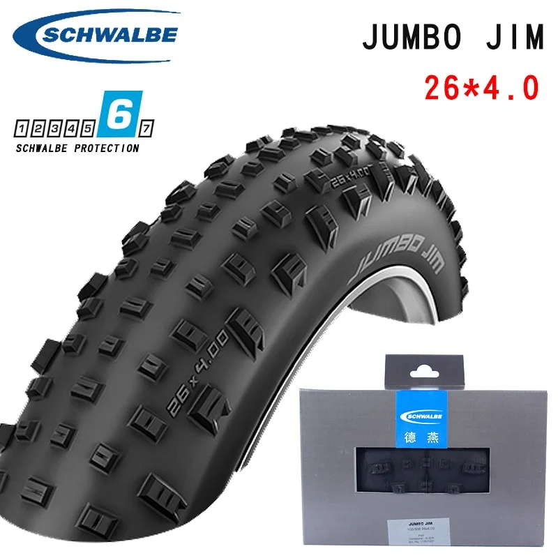 Schwalbe bicycle tire JUMBO JIM 26x4.0 fat car steel tire simple tubeless beach bike folding tire Free bicycle tire