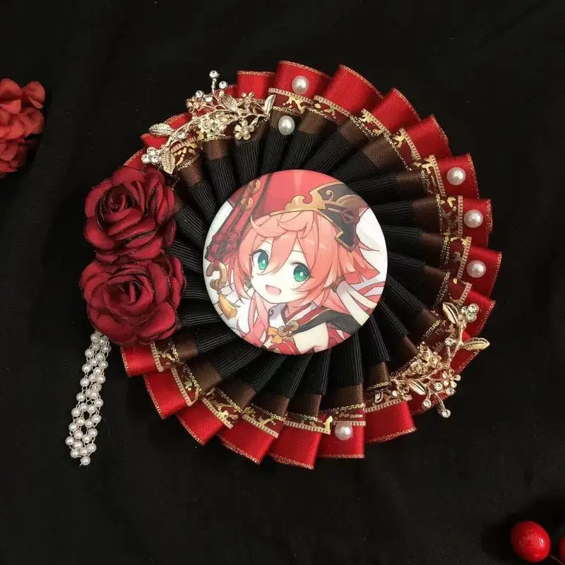 2025 luxury red badge holder，Lolita Badge Rosette，fill Ita bag Accessories，Anime cosplay quadratic element Decoration