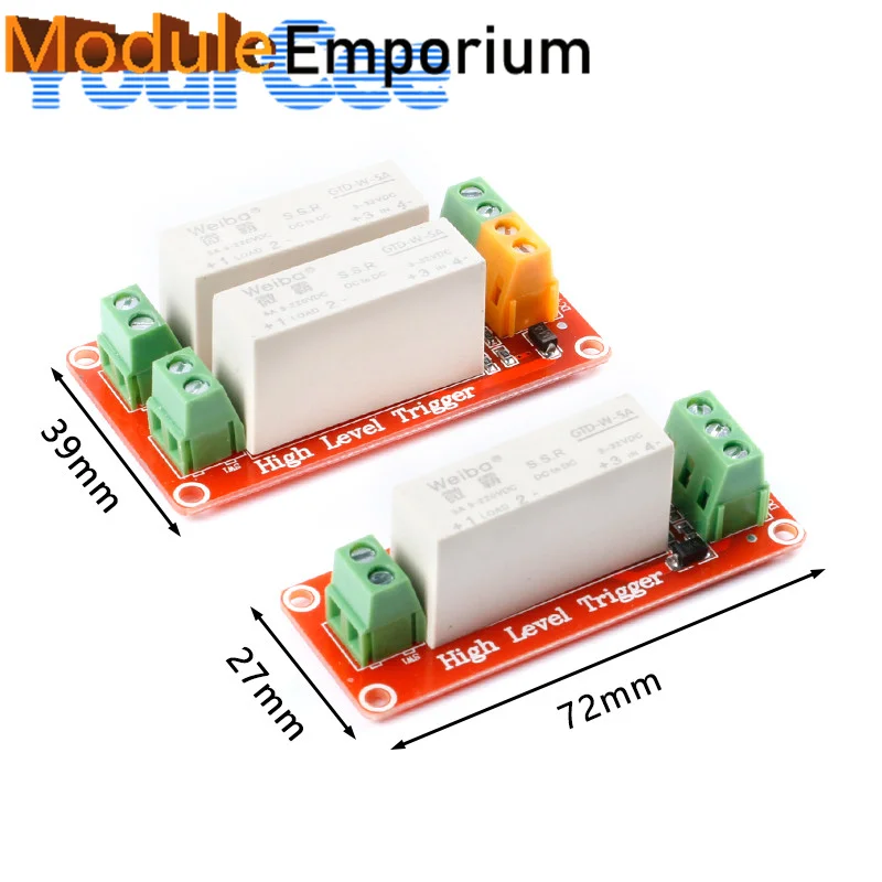 Picture 6: 5A 2 Channel Way Relay Module High Level Trigger DC Solid State Relay Module Control Board Single Phase Device Electrical