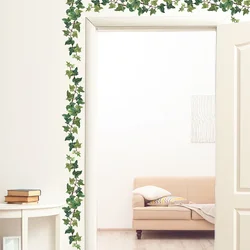 Small Fresh Green Plant Vines Leaf Bedroom Living Room Landscaping Decorative Wall Stickers Self-adhesive Decal Mural Decoration