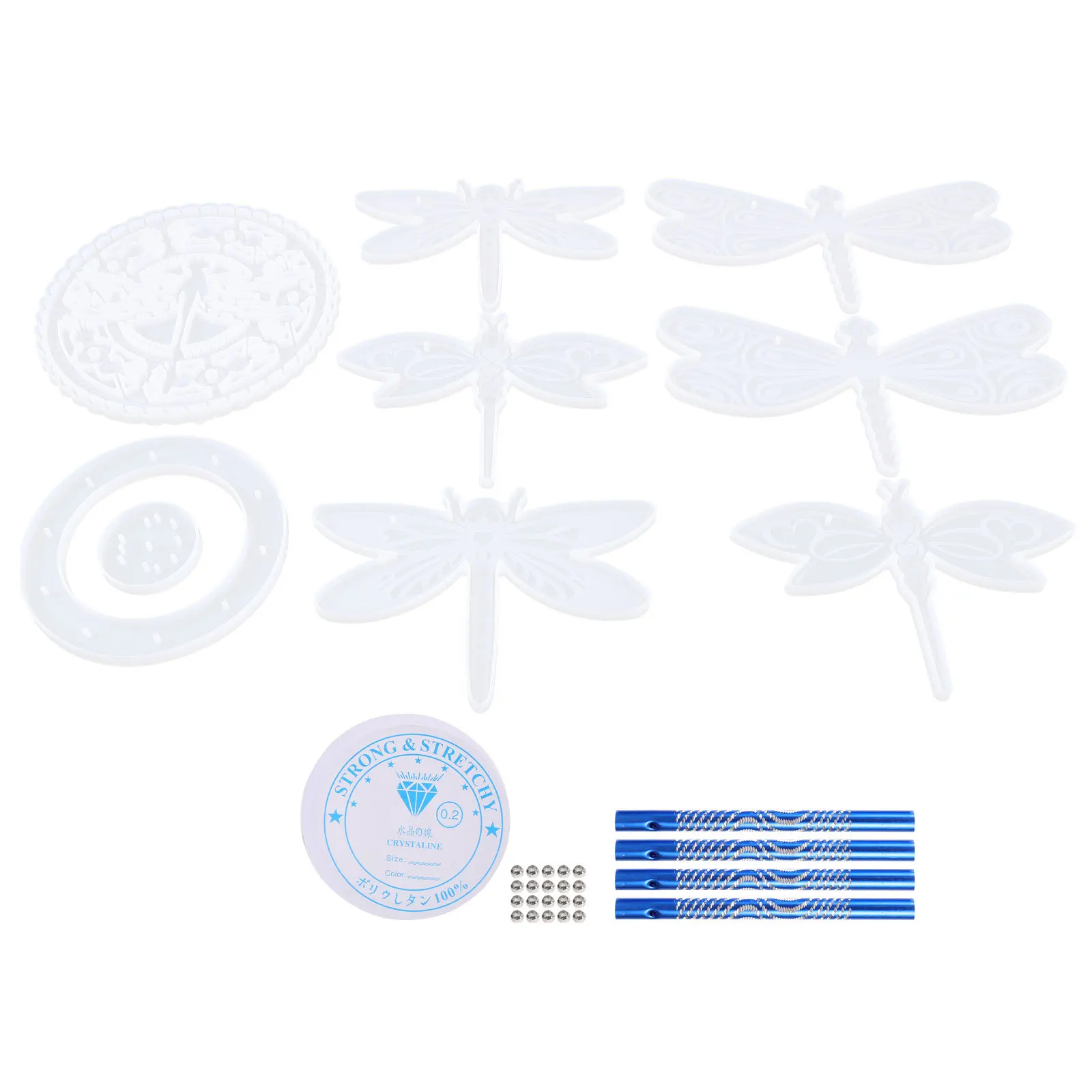 1Set Wind Chime Mold Silicone Dragonfly DIY Mold for Epoxy Resin Pendant Hanging Decor Wall Pendant Craft Kits