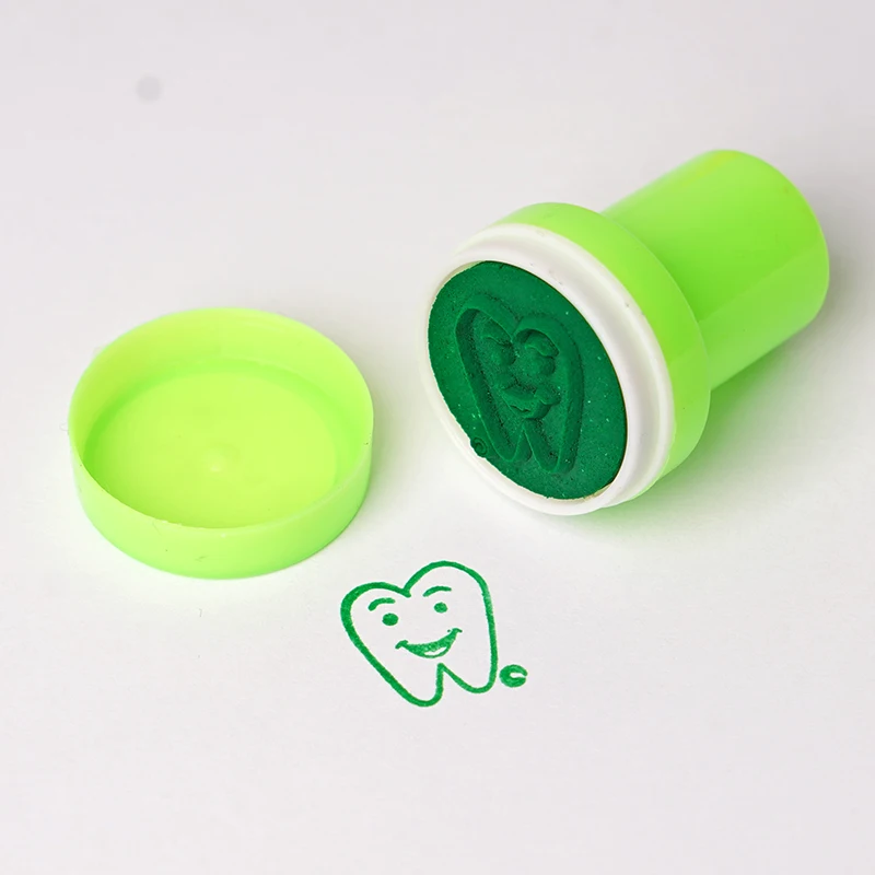 10pcs Colorful Tooth Smiling Shape Stamper Cute Dentist Gift for Kid Children Cartoon Stamp Dentistry Gifts Souvenirs