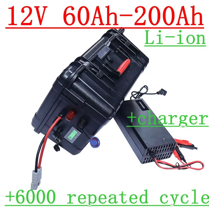 

waterproof rechargeable 12V 60Ah 80Ah 120Ah 150ah 180ah 200ah Lithium ion battery for trolling motor boat propeller+10A Char