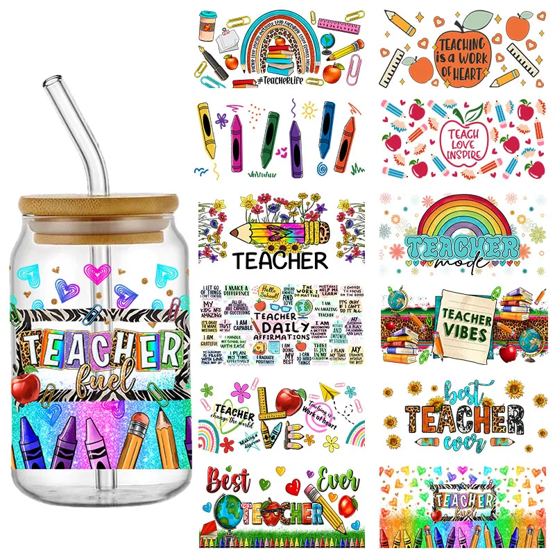 

Teachers Life Designs 16OZ UV DTF Transfer Cup Wraps Sticker For Teacher The Libby Glasses Coffee Custom Decals