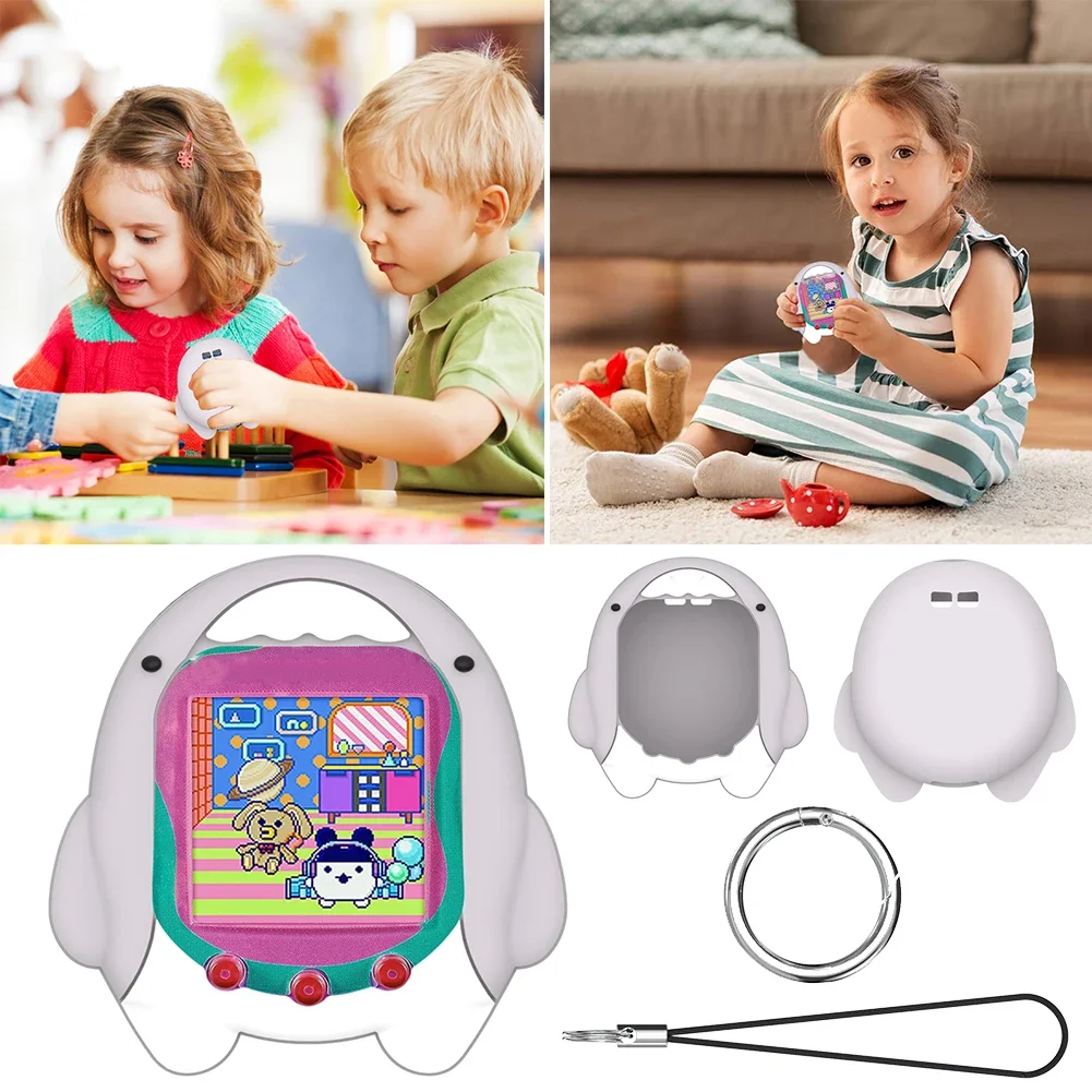 Silikon hülle wasserdichte Schutzhülle mit Lanyard Anti-Drop Cartoon Hai Form für Tamagotchi Uni