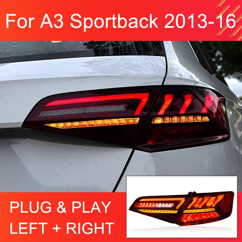 1 Pair LED Tail Light Assembly For Audi A3 Sportback 8V 2013-2016 Taillights Plug and Play Upgrade 2022 Newest Style 8Y Design