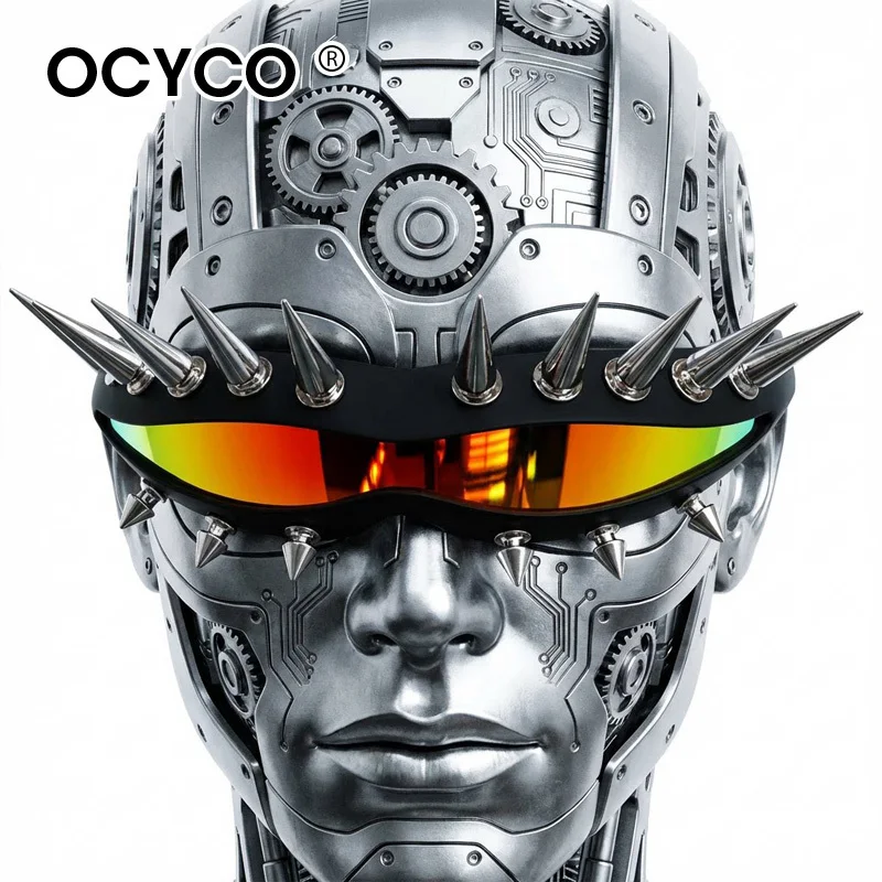 

Солнцезащитные очки OCYCO Cool Y2K в стиле панк с шипами и заклепками, модные унисекс-очки, популярные цельные солнцезащитные очки для фестивалей и вечеринок