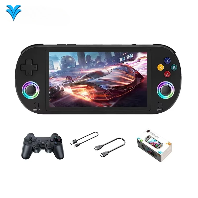 وحدة تحكم ألعاب محمولة M22 P شاشة 5.0 بوصة مع لوحة ألعاب لاسلكية 2.4g تدعم نظام LINUX مشغل ألعاب فيديو محمول M22 Pro