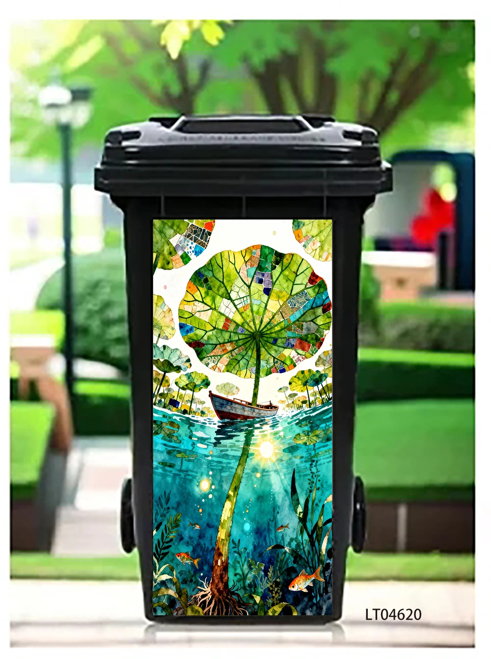 Galaxy Cruise Ship Trash Can Sticker, Cosmic Night Sky Design Waterproof Removable Outdoor Garbage Bin Decor