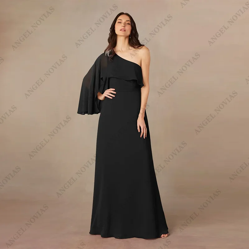 

Long Black Chiffon Plus Size Mother of Bride Dresses 2025 Wedding Party Dress vestidos de fiesta elegantes 2024 para boda