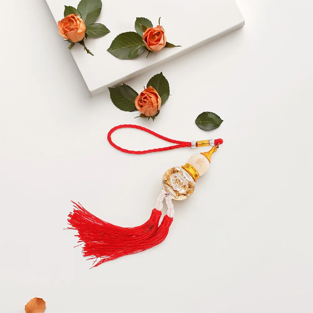 

2Pcs Gourd Car Rearview Mirror Hanging Ornaments Double Tassel Elegant Interior Accessories Stylish Traditional Chinese