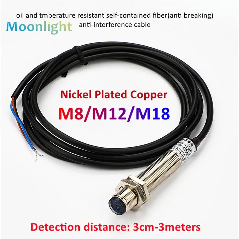 

1pcs Nickel Plated Copper Proximity Switch Photoelectric Sensor Switch Detection Range Adjustable 3MM-3M NPN PNP E3F-P1/P2/C2