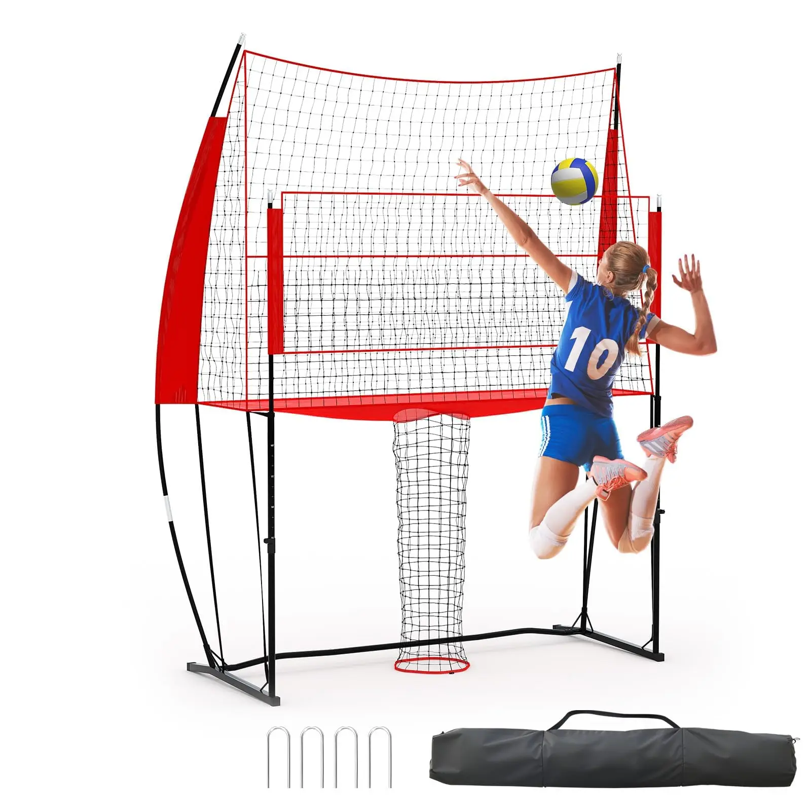 

8x11FT Portable Volleyball Net WIth Frame, Adjustable Height Volleyball Practice Net With Carrying Bag For Indoor Outdoor