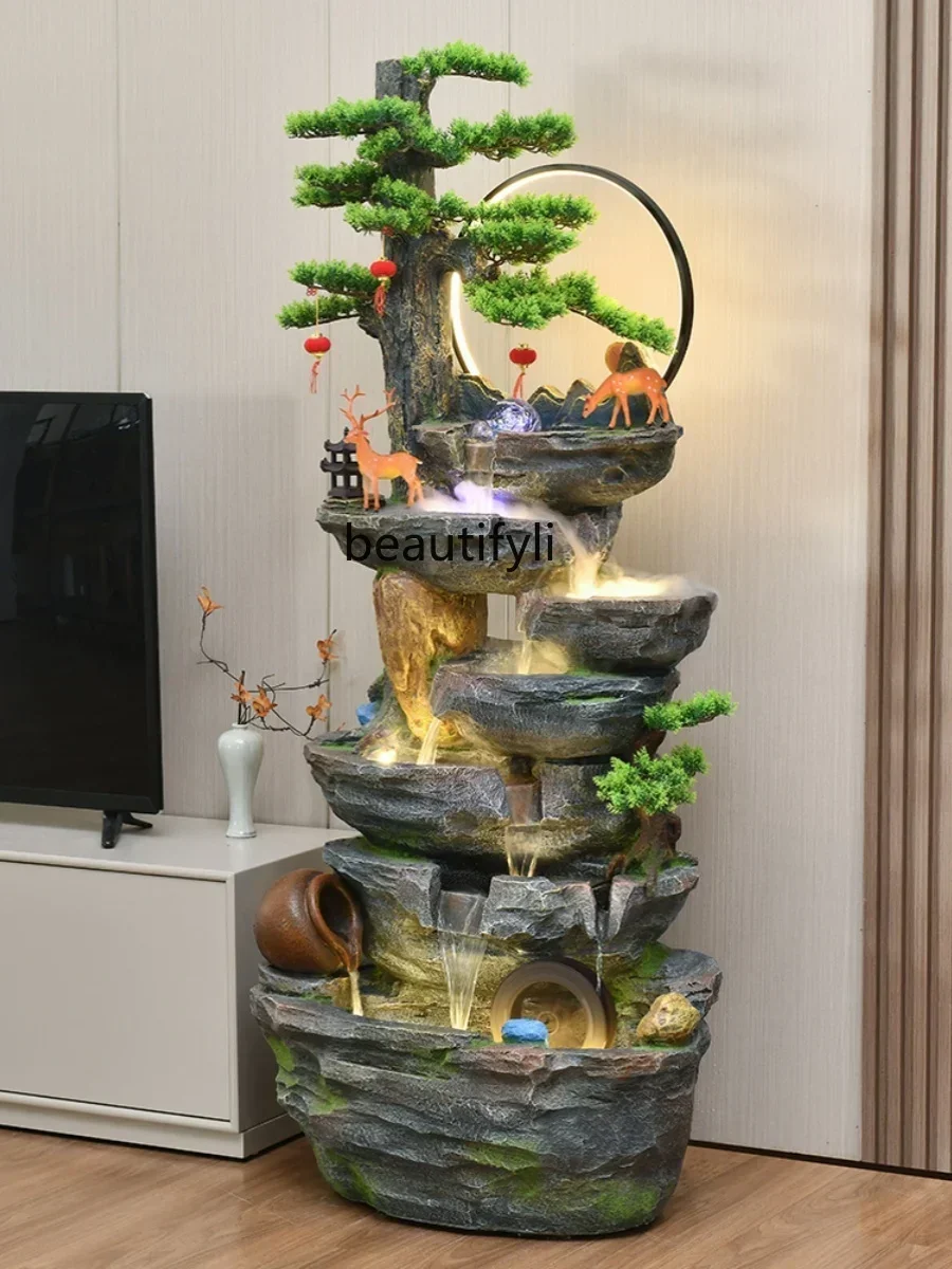 K18 A26 Large Floor Artificial Mountain and Fountain Decoration Living Room Office Fortune Decoration Mountain 4