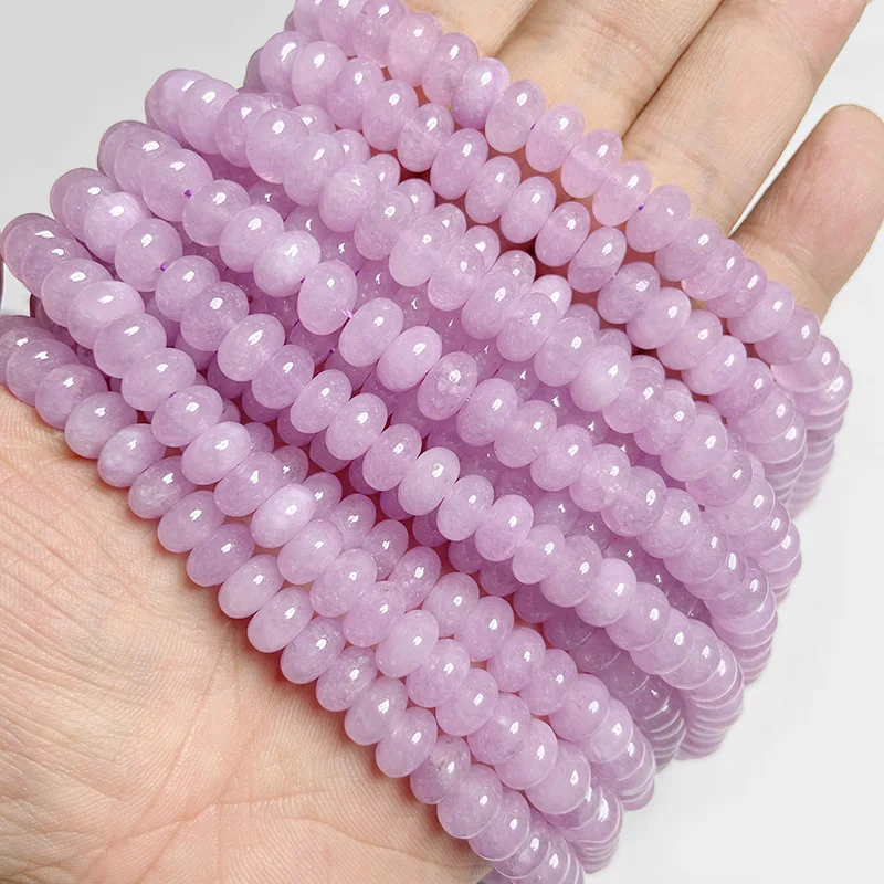 5x8mm Natural Stone Rondelle Quartz Beads Round Flat Abacus Chalcedony Jades Loose Spacer Beads for Jewelry Making DIY Bracelet