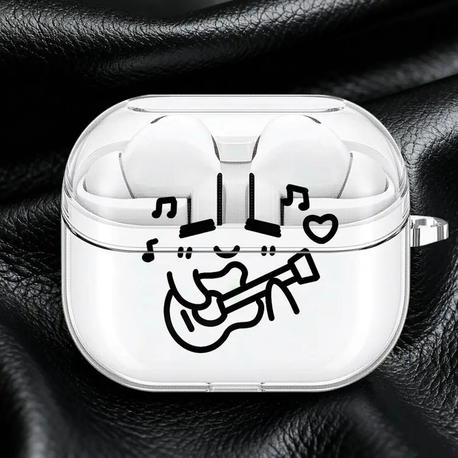 

Case For Samsung Galaxy Buds 4 Pro 4Pro 2 2Pro Live 3Pro 3 FE Clear Earphone Cases Cover With Hook Cute And Loving Person