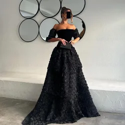 Black Lace Formal Occasion Dresses 2024 Tiered A-line Long Ball Gowns High Quality Luxury Evening Party Gowns فساتين الحفلات