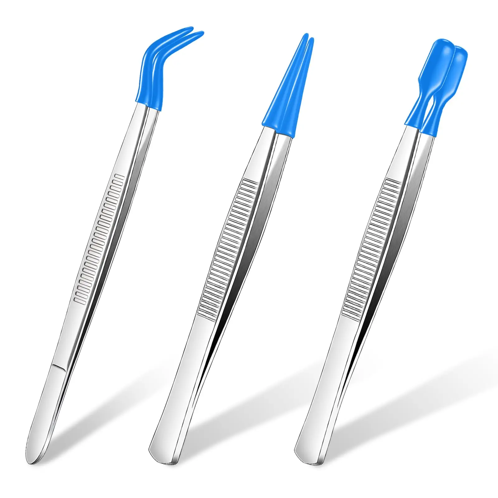 1/3/4 Pieces Tweezers with Rubber Tips Tweezers PVC Coated Tweezers Set, Rubber Straight Tip Tweezers Rubber Flat Tip Tweezer