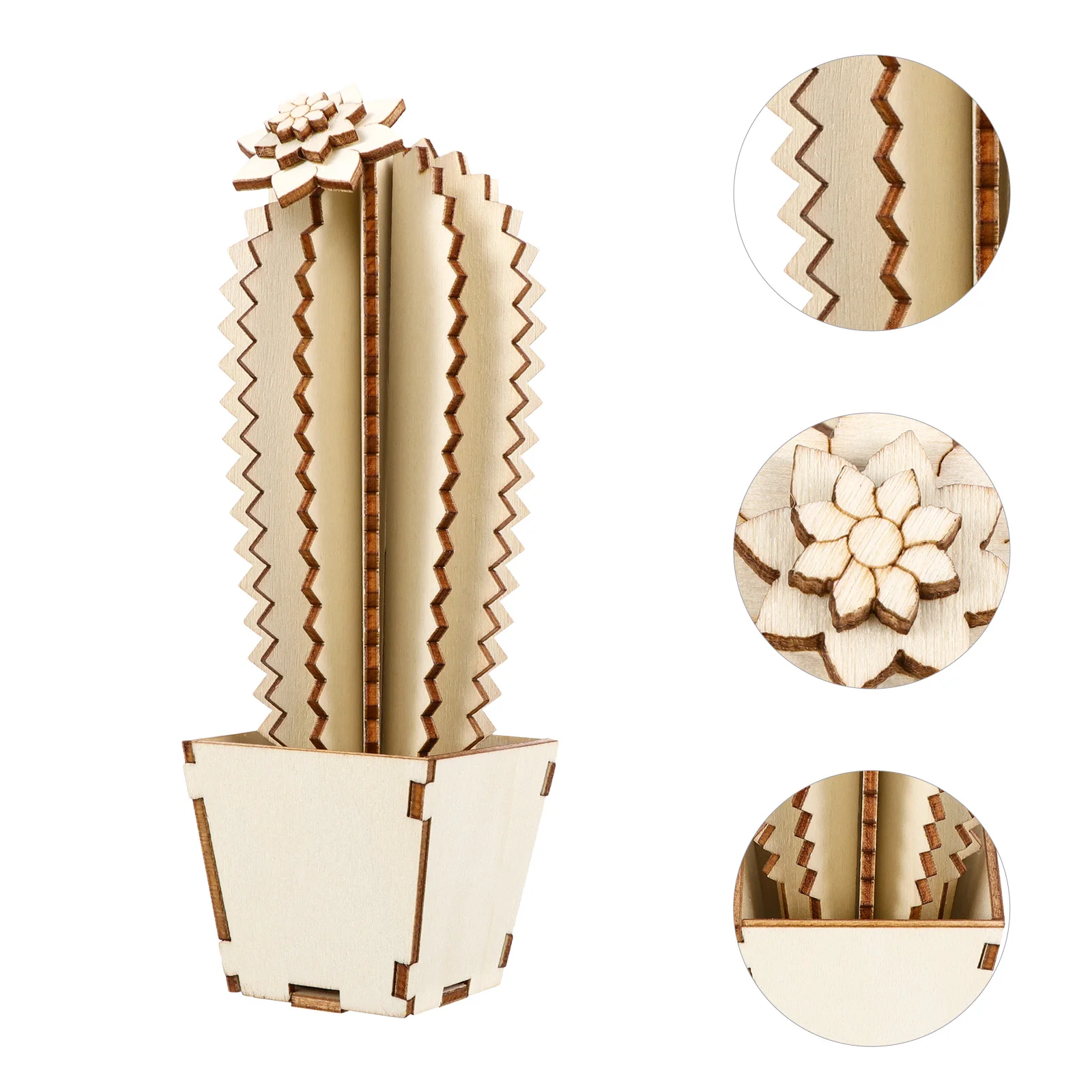

Artificial Cactus Decor Wooden Indoor Plants Tabletop nament Stylish Sophisticated WoodenDecoration