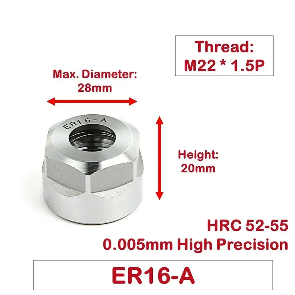 High Precision ER Clamping Nut Collet 20CrMoTi ER11 ER16 ER20 ER16 M ER32 UM Milling Chuck Cap ER Clamping Nut