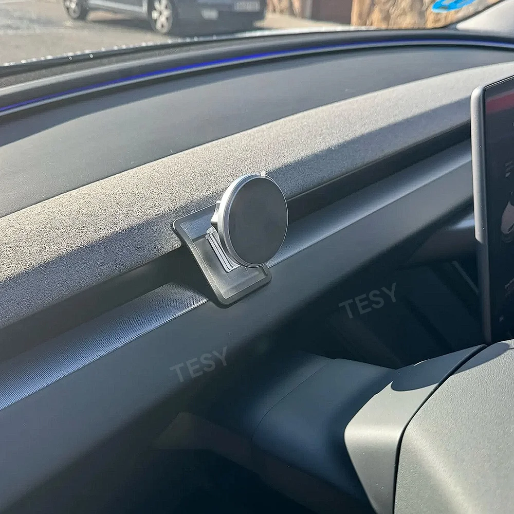 Per Tesla Model Y Launch 2025 Modello 3 Highland 2024 Supporto per telefono Supporto magnetico per caricabatterie wireless iPhone Ricarica rapida 15W