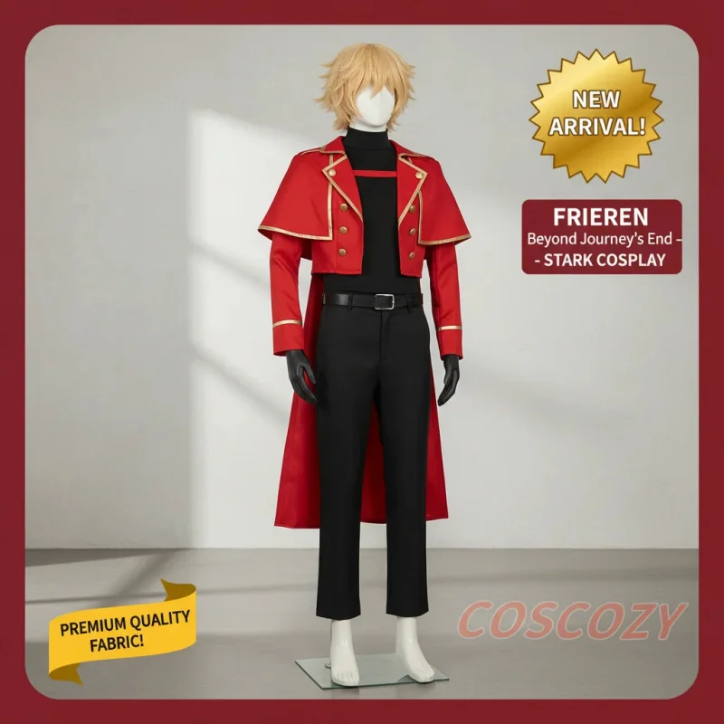 

☎UWAWA Anime Frieren Beyond Journey's End Stark Winter Cosplay Costume Red Jacket Uniform Gloves Set for Men Women☎