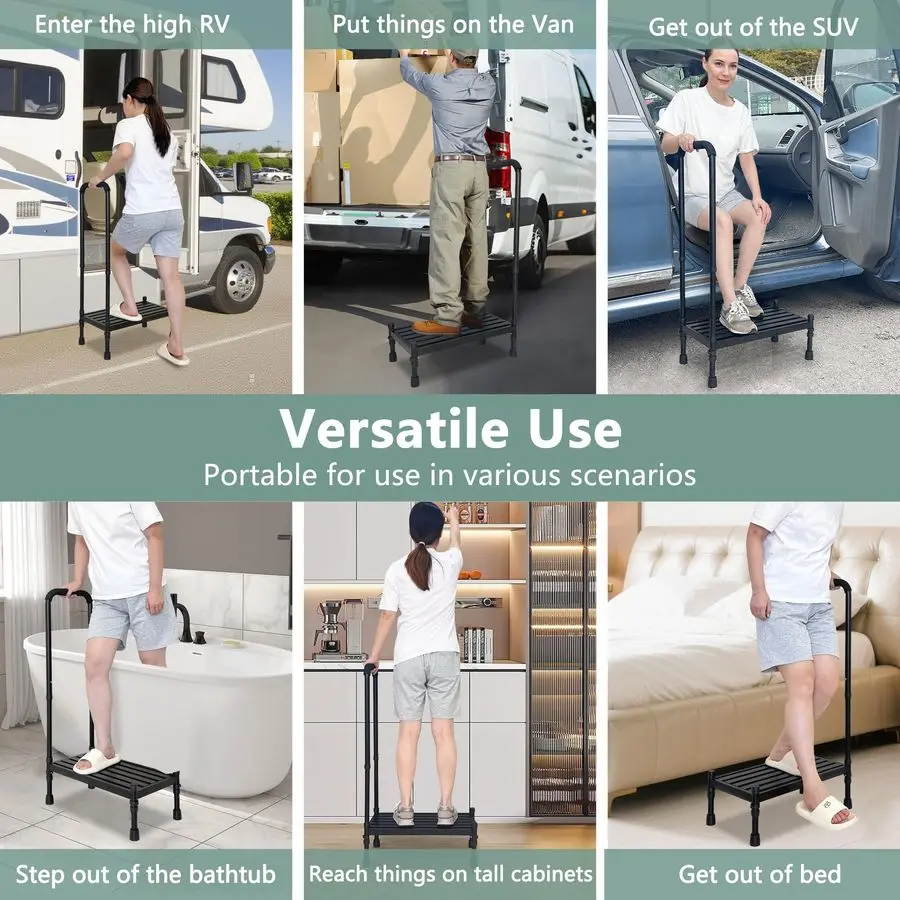 مقعد متدرج مع مقبض لكبار السن، مقاعد طبية للمعاقين مع درابزين، خطوات سرير كبار السن للأسرّة العالية، ميتا شديدة التحمل