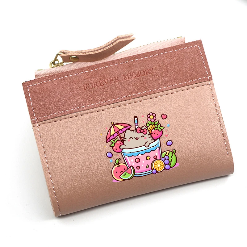 Pusheen PU Wallets Anime Fat Cats Printed Coin Purses Fashion Women Horizontal Wallet Kids ID Card Holders Birthday Xmas Gift