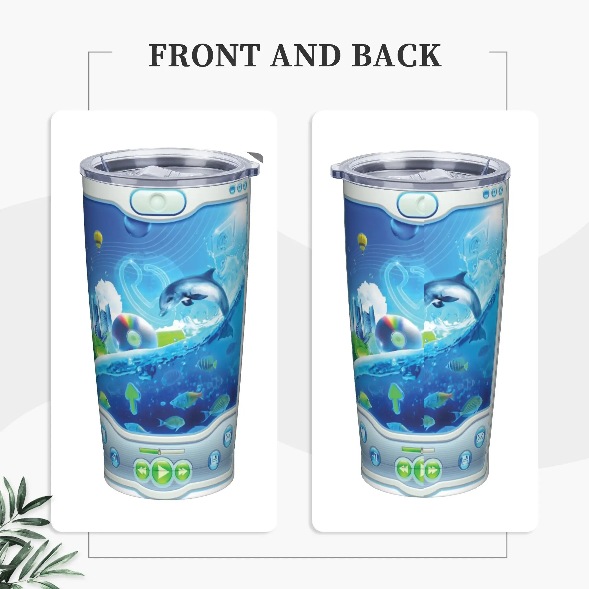 Aero Aquas Player Tumbler Vacuum Insulated Frutiger Aero Thermal Cup Stainless Steel Car Mug Water Bottle, 20oz