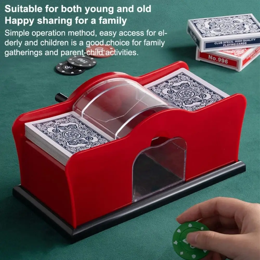 

Easy-To-Use Manual Card Shuffler with Handle Anti-Cheat Mechanism Poker Card Shuffler Hand Crank 2 Deck Capacity