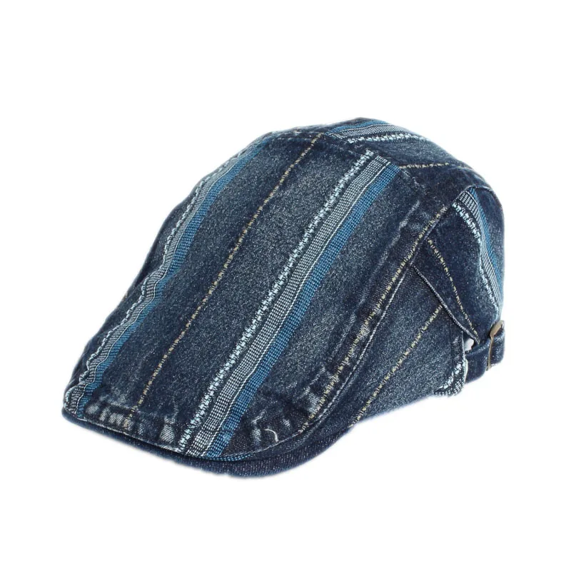 

Wholesale Classic Fashion Unisex 100% Cotton Denim Blue Newsboy Painter Beret Hat Custom Ivy Caps